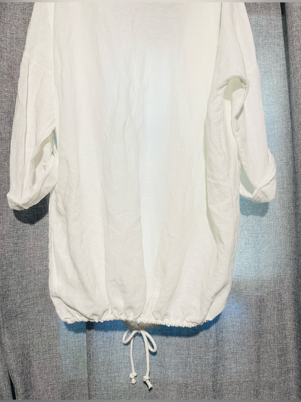 NWOT Coral Bay 100% Linen Open Front Boho Drawstring Duster Coastal Summer Layer - Picture 7 of 8